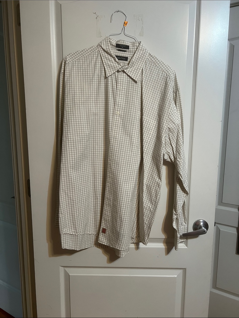 Nautica Beige and Black Checked Button-Down Shirt